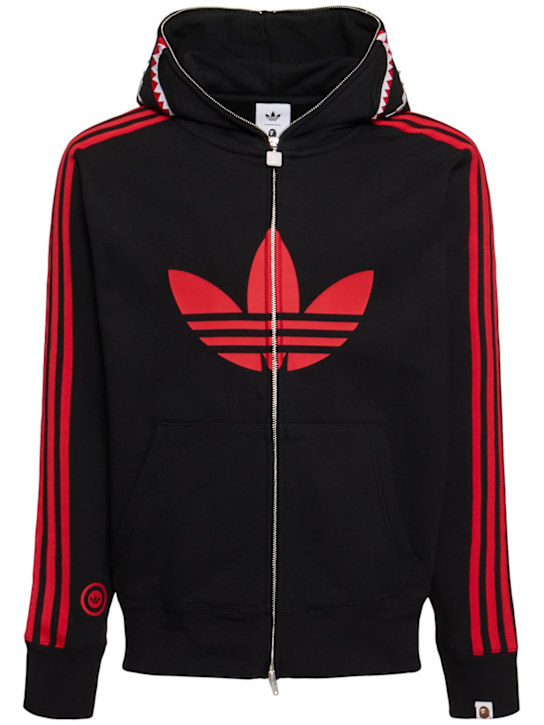 adidas Originals: Sudadera con capucha y cremallera - Negro - men_0 | Luisa Via Roma