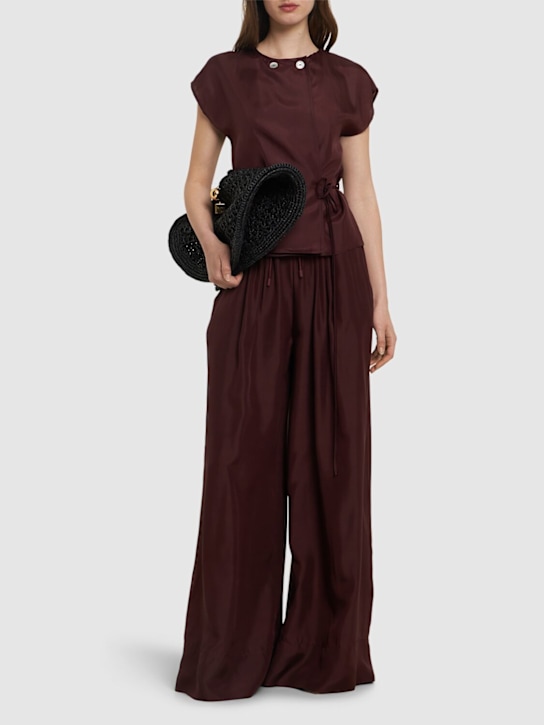 Forte_forte: ハボタイシルク ドローストリングパンツ - women_1 | Luisa Via Roma