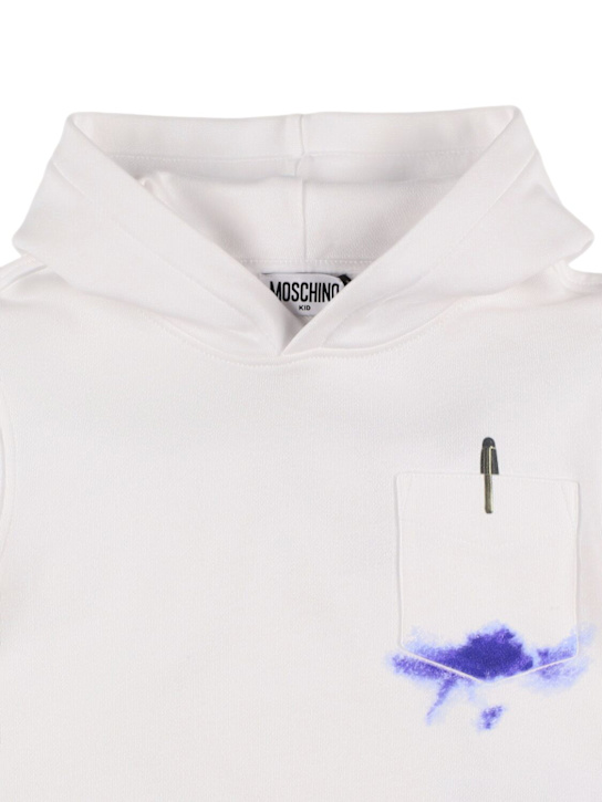 Moschino: コットンフーデッドスウェットシャツ - ホワイト - kids-girls_1 | Luisa Via Roma