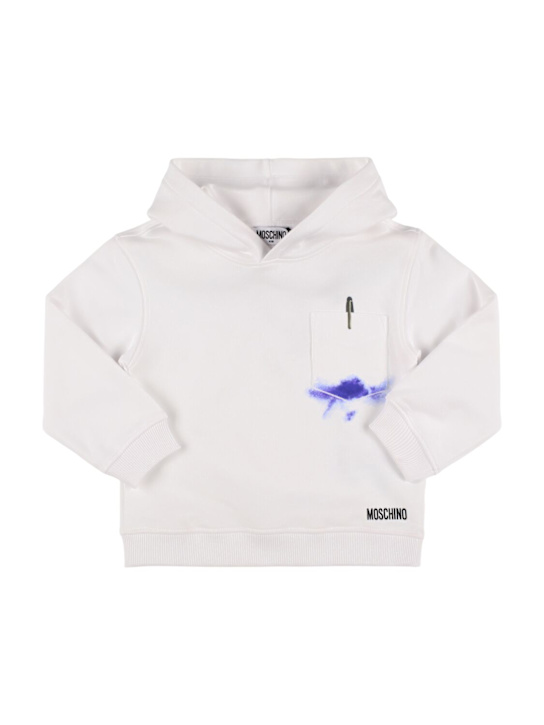 Moschino: コットンフーデッドスウェットシャツ - ホワイト - kids-girls_0 | Luisa Via Roma