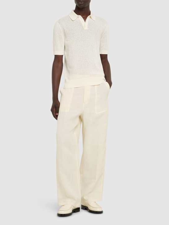 Dolce&Gabbana: Short sleeve cotton knit polo - White - men_1 | Luisa Via Roma