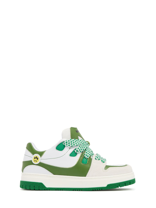 Barrow: レザースニーカー - ホワイト/グリーン - kids-girls_0 | Luisa Via Roma