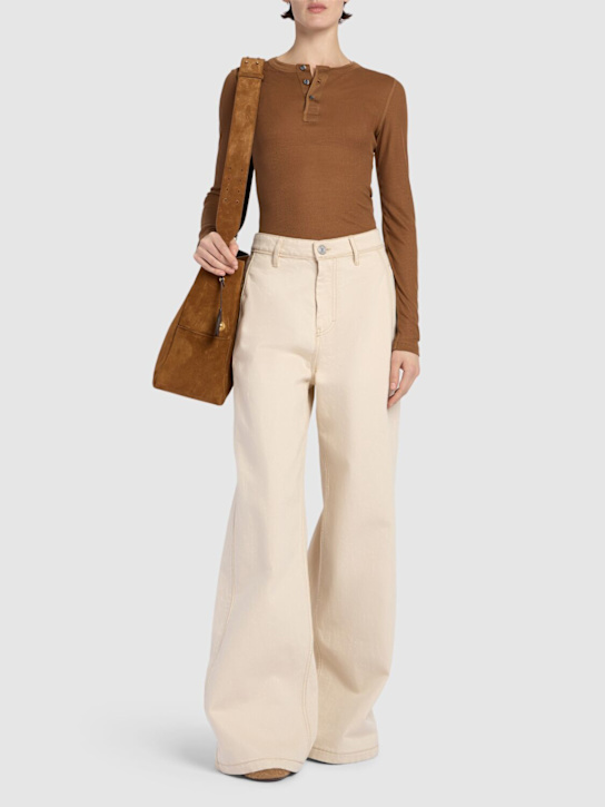 AMI Paris: T-shirt maniche lunghe in lyocell a costine - women_1 | Luisa Via Roma