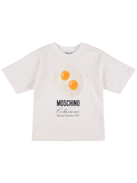 Moschino: Bedrucktes T-Shirt aus Baumwolljersey - Weiß - kids-boys_0 | Luisa Via Roma