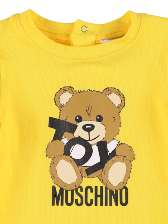 Moschino: コットンジャージーTシャツ＆ショートパンツ - イエロー/ホワイト - kids-girls_1 | Luisa Via Roma