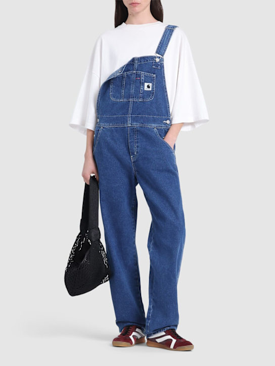 Carhartt WIP: BiB straight overalls - Blue Stone Wash - women_1 | Luisa Via Roma