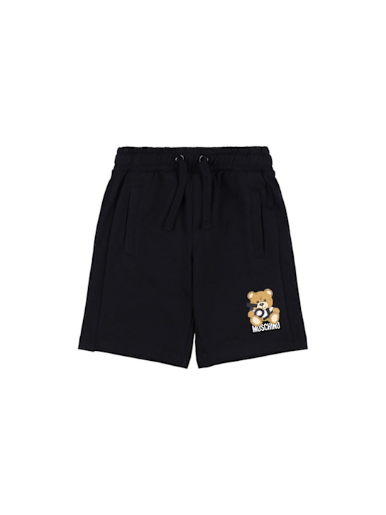 Moschino: Cotton sweat shorts - Black - kids-boys_0 | Luisa Via Roma