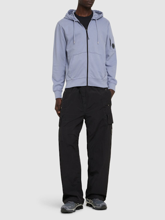 C.P. Company: Light fleece full zip hooded sweatshirt - Lavender Violet - men_1 | Luisa Via Roma