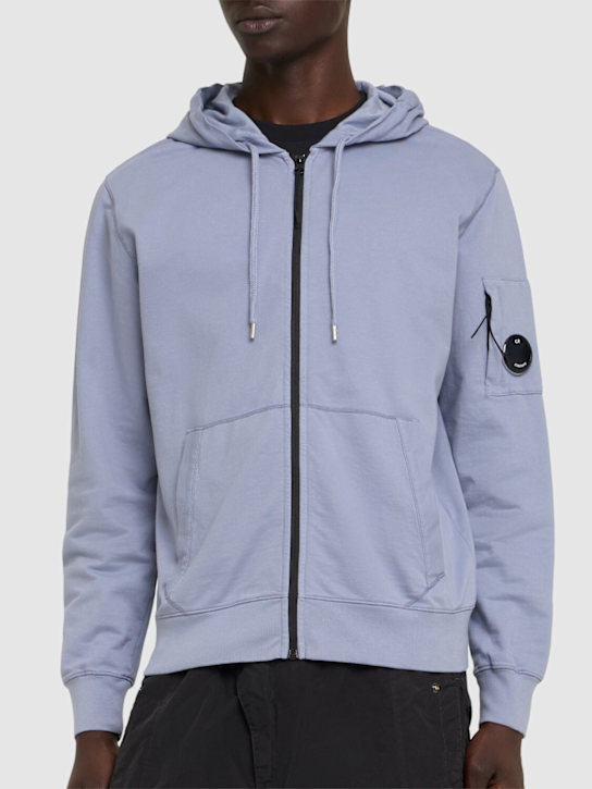 C.P. Company: Light fleece full zip hooded sweatshirt - Lavender Violet - men_2 | Luisa Via Roma