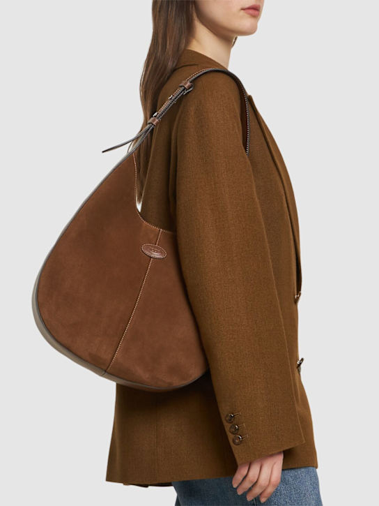 Tod's: Small suede hobo bag - women_1 | Luisa Via Roma