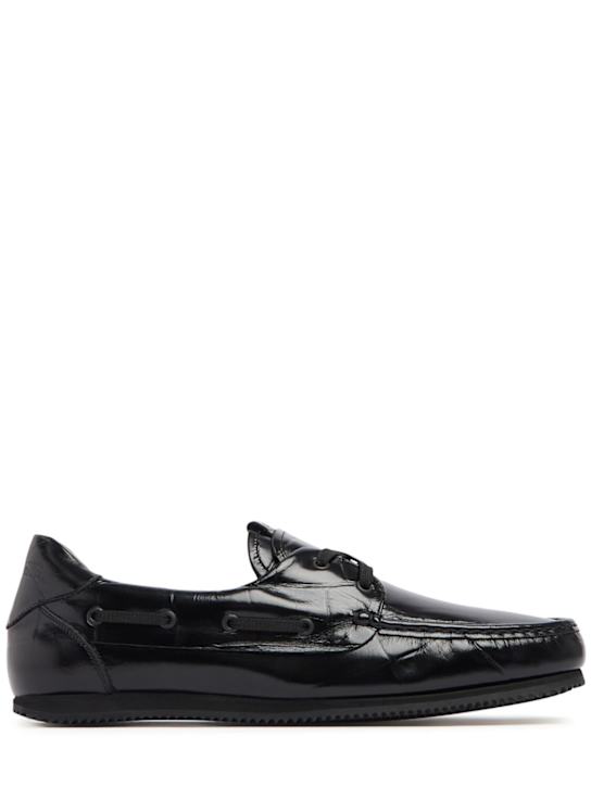 Jacquemus: Les batto leather loafers - Black - men_0 | Luisa Via Roma