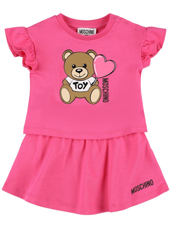 Moschino: ストレッチコットンTシャツ＆スカート - kids-girls_0 | Luisa Via Roma