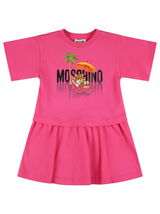 Moschino: Printed cotton sweat dress - Fuchsia - kids-girls_0 | Luisa Via Roma