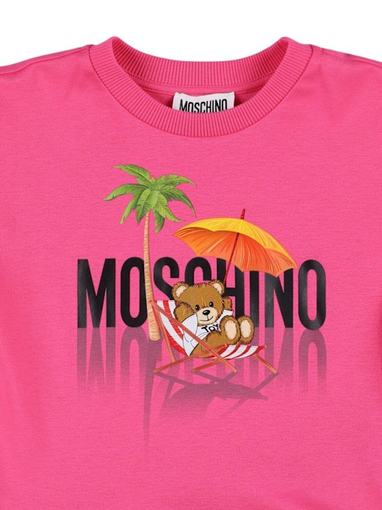 Moschino: Printed cotton sweat dress - Fuchsia - kids-girls_1 | Luisa Via Roma