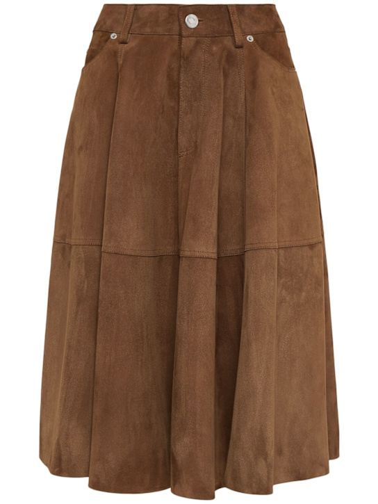 AMI Paris: Suede midi skirt - women_0 | Luisa Via Roma