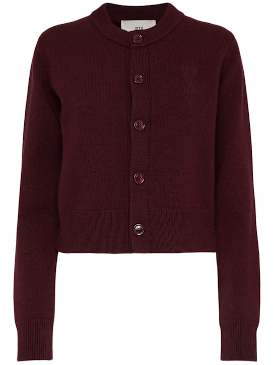 AMI Paris: Wool & cashmere knit cardigan - women_0 | Luisa Via Roma