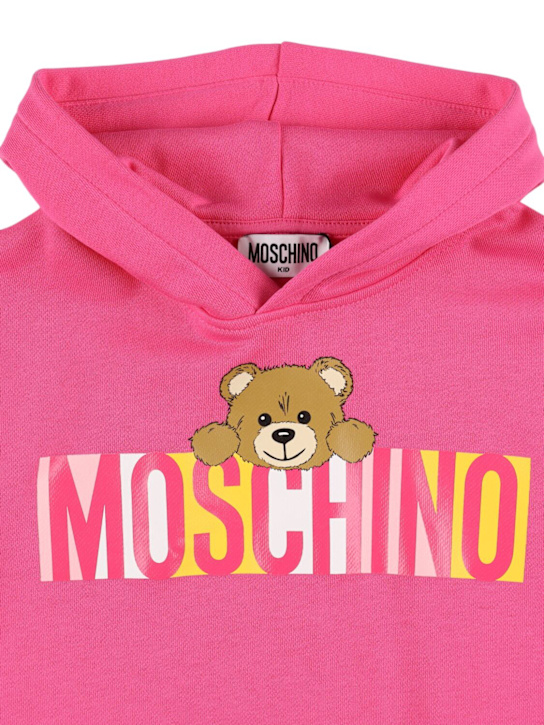 Moschino: Felpa in cotone con cappuccio - Fucsia - kids-girls_1 | Luisa Via Roma