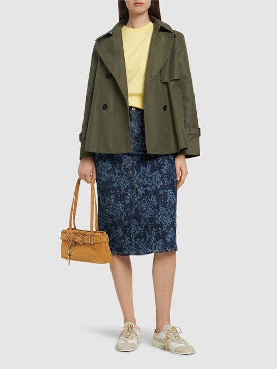 Lazer cotton denim midi skirt - Thumbnail 2