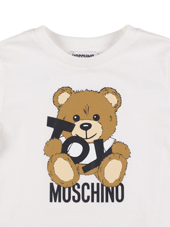 Moschino: Camiseta de jersey de algodón estampada - Blanco - kids-boys_1 | Luisa Via Roma