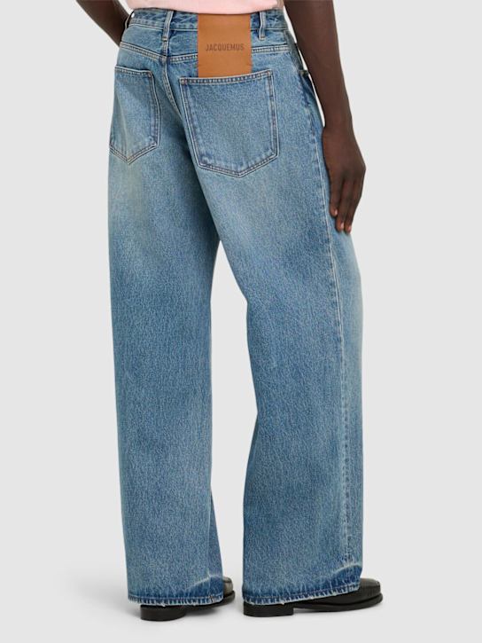 Jacquemus: Le de nîmes large denim jeans - Blue/Tabac - men_2 | Luisa Via Roma