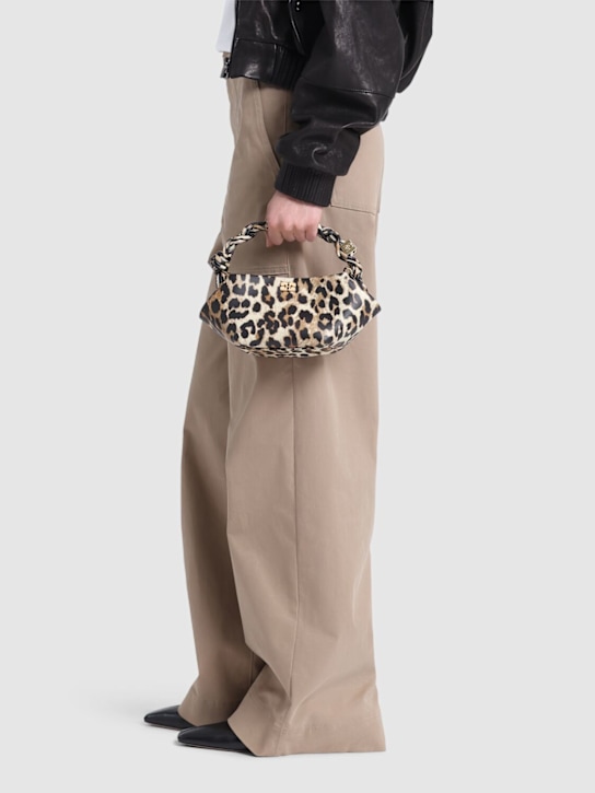 GANNI: Mini Bou leo print top handle bag - Leopard - women_1 | Luisa Via Roma