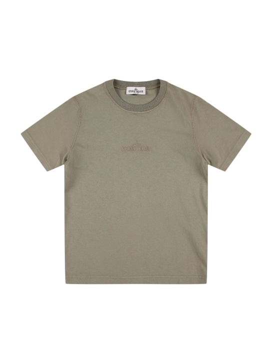 Stone Island Junior: Cotton jersey t-shirt - Light Green - kids-boys_0 | Luisa Via Roma