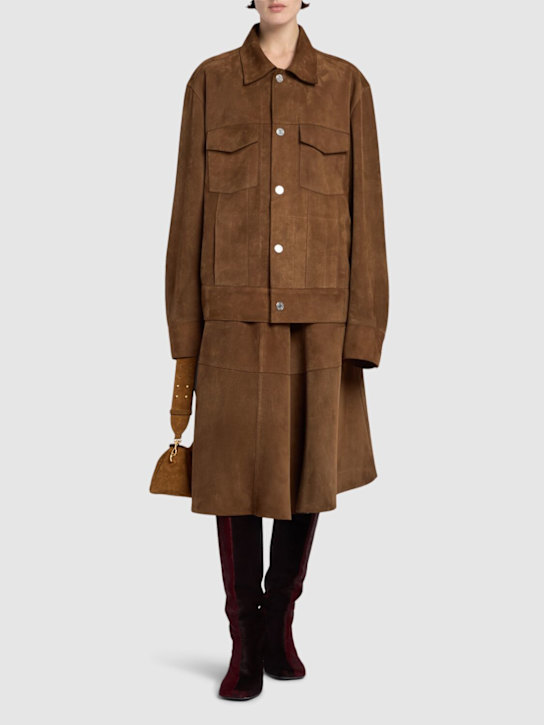 AMI Paris: Suede midi skirt - women_1 | Luisa Via Roma