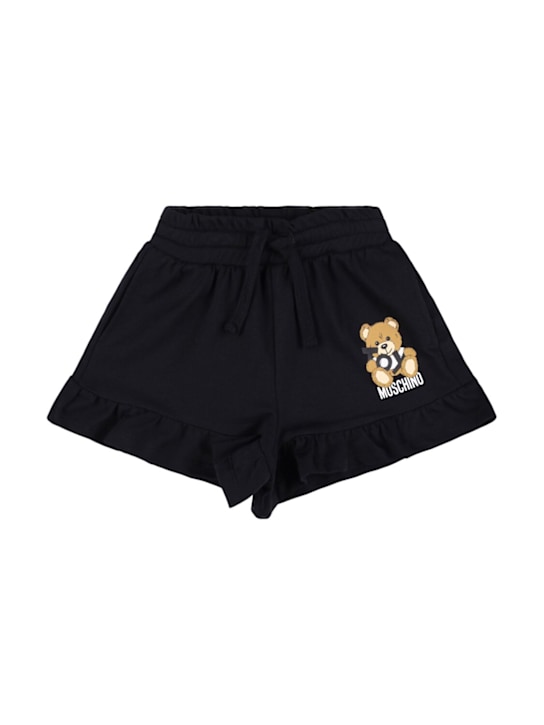 Moschino: Logo printed cotton shorts - kids-girls_0 | Luisa Via Roma