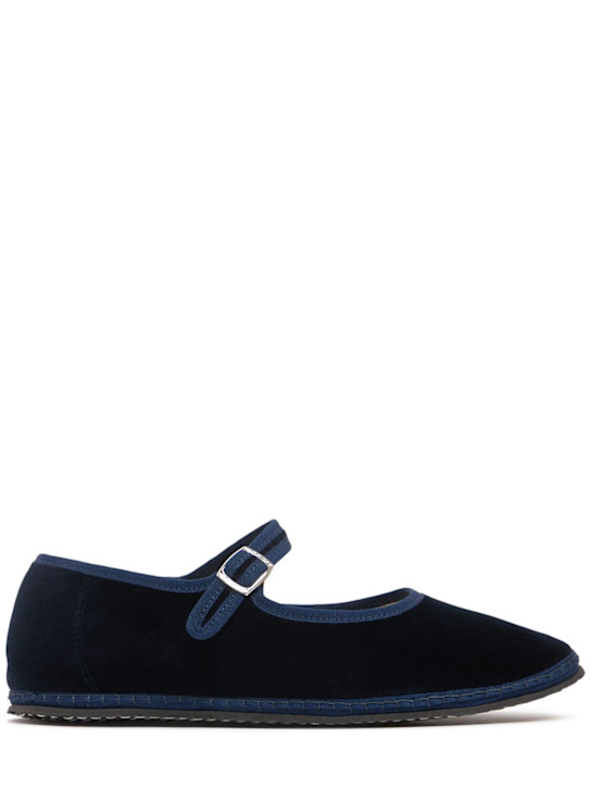 Vibi Venezia: Friulane Mary Jane Blu in velluto 10mm - Navy - women_0 | Luisa Via Roma
