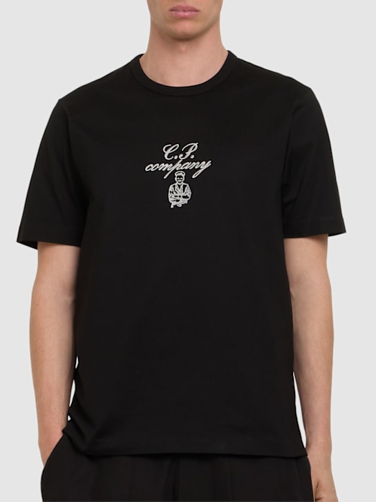 C.P. Company: Embroidery t-shirt - Black - men_2 | Luisa Via Roma