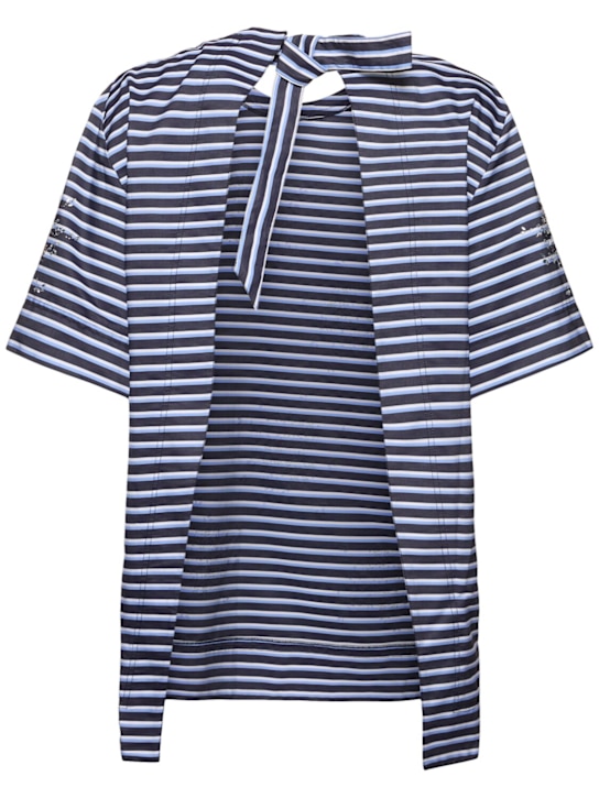 Rabanne: Printed cotton jersey t-shirt - Blue/Multi - women_3 | Luisa Via Roma