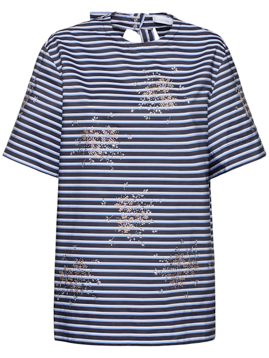 Rabanne: Printed cotton jersey t-shirt - Blue/Multi - women_0 | Luisa Via Roma