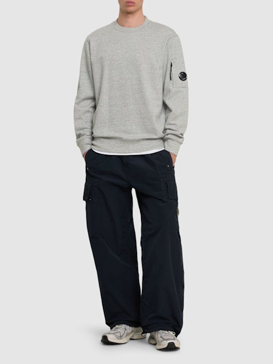 C.P. Company: Diagonal raised fleece lens sweatshirt - Heather Grey - men_1 | Luisa Via Roma