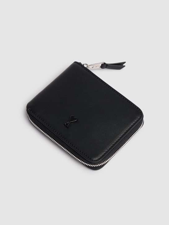 AMI Paris: Portefeuille zippé en cuir lisse - men_1 | Luisa Via Roma