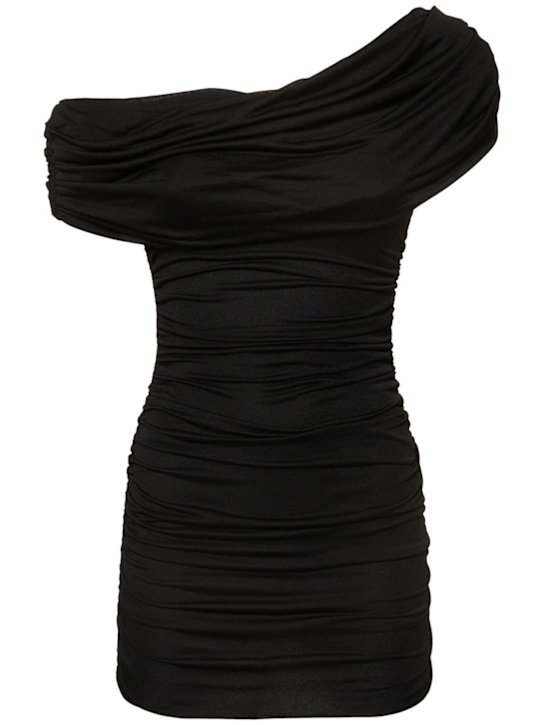 Blumarine: Draped jersey sablé dress - Black - women_0 | Luisa Via Roma