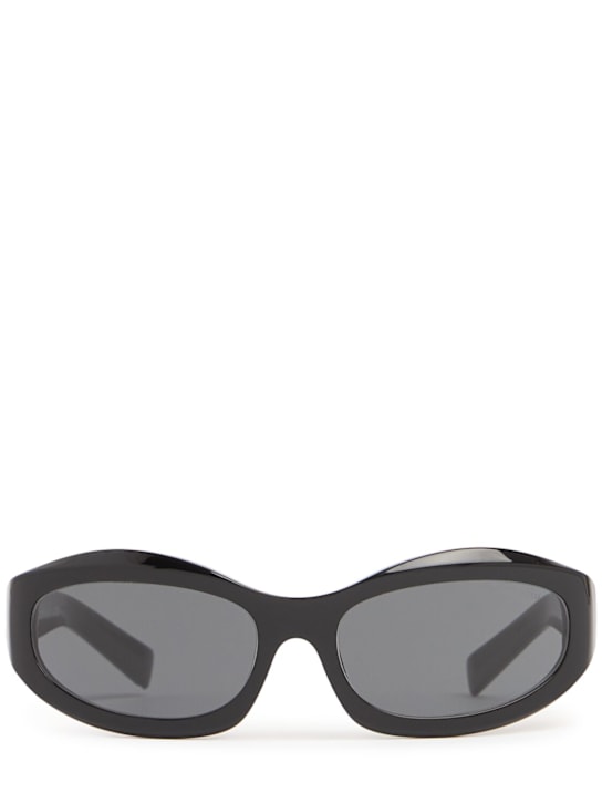 Miu Miu: Oval acetate sunglasses - Black/Grey - women_0 | Luisa Via Roma