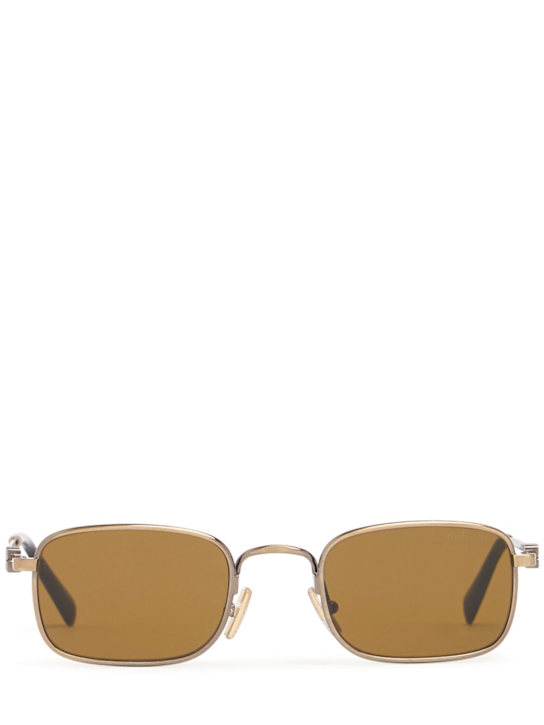 Miu Miu: Squared metal sunglasses - Gold/Brown - women_0 | Luisa Via Roma