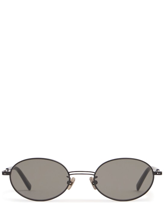 St. Agni: Fine metal oval sunglasses - Black/Grey - women_0 | Luisa Via Roma