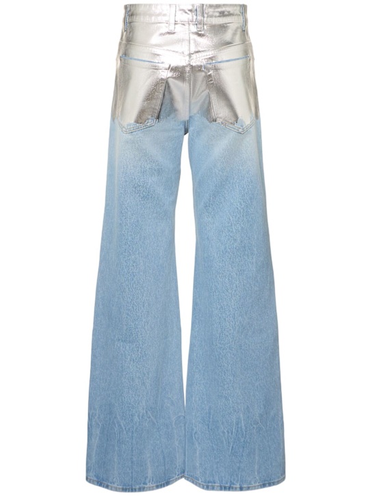 Rabanne: Embellished high rise straight jeans - Blue/Silver - women_3 | Luisa Via Roma