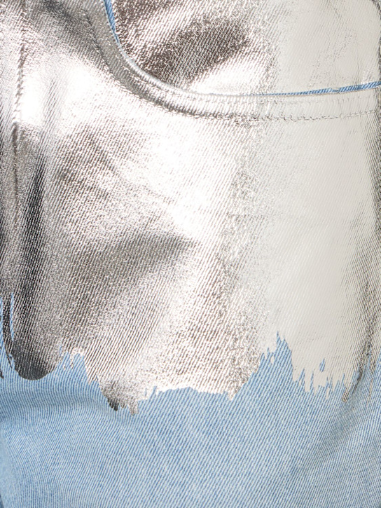 Rabanne: Embellished high rise straight jeans - Blue/Silver - women_4 | Luisa Via Roma