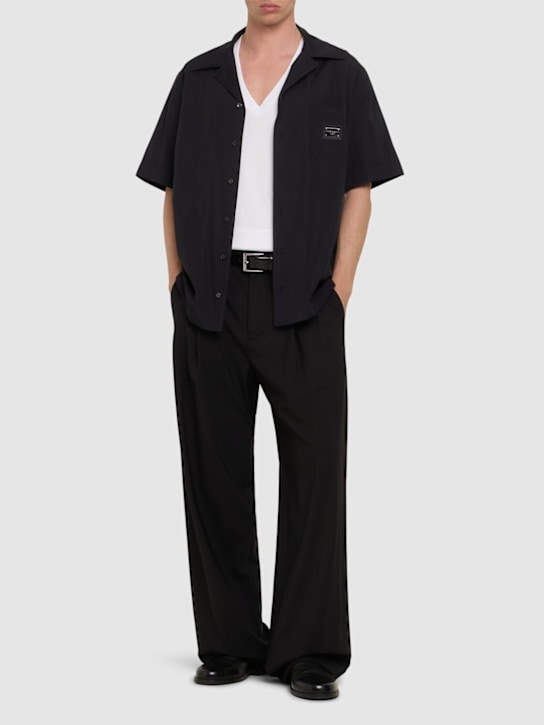 Dolce&Gabbana: Logo plaque cotton short sleeved shirt - Black - men_1 | Luisa Via Roma