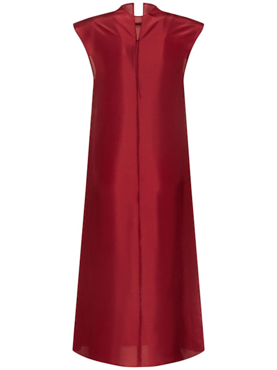 Carven: Straight silk toile midi dress - Red - women_3 | Luisa Via Roma