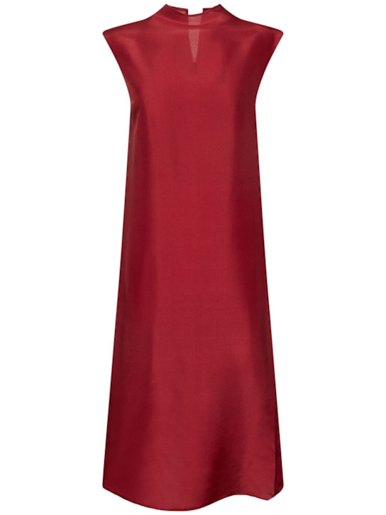 Carven: Straight silk toile midi dress - Red - women_0 | Luisa Via Roma