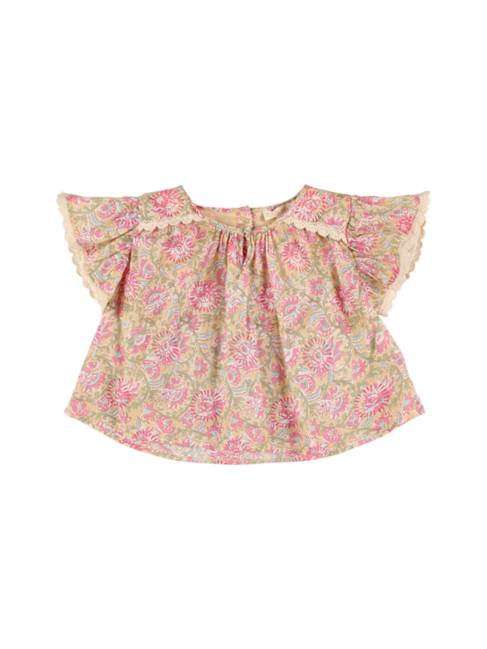 Louise Misha: Camicia in gauze di cotone stampato - Rosa - kids-girls_0 | Luisa Via Roma