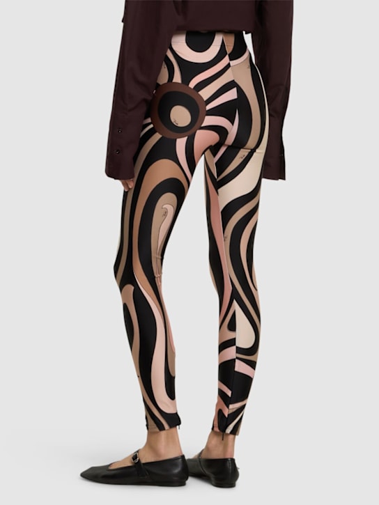 Pucci: 印花莱卡紧身裤 - 黑色/裸色 - women_2 | Luisa Via Roma