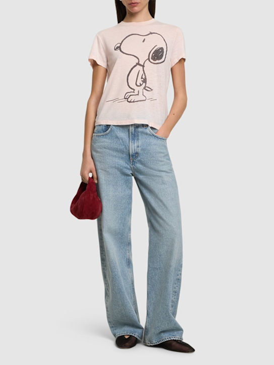 RE/DONE: Classic Snoopy printed jersey t-shirt - Pink - women_1 | Luisa Via Roma