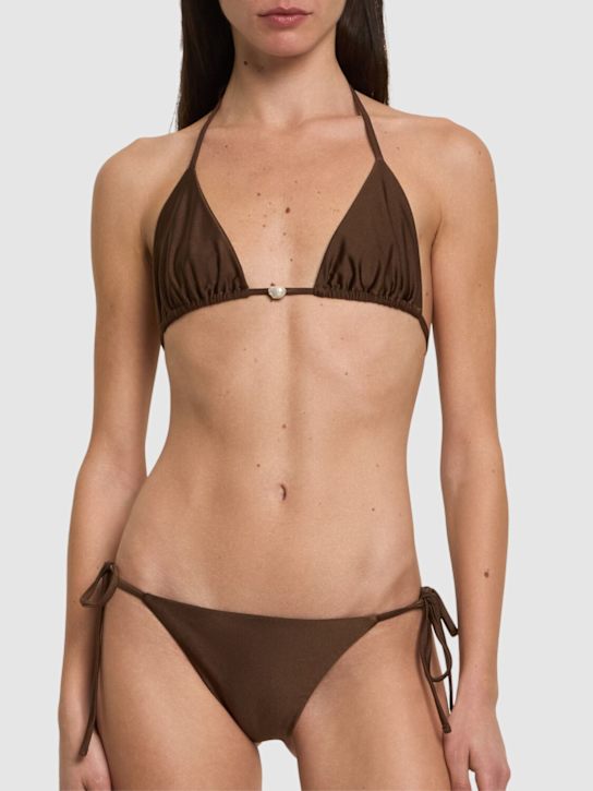 Sara Cristina: Lycra triangle bikini w/ pearl - women_1 | Luisa Via Roma