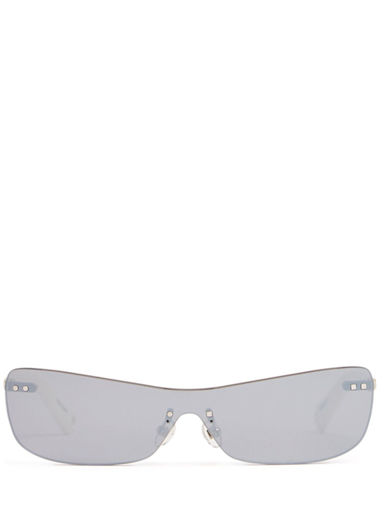 Jacquemus: Les Lunettes Mirada squared sunglasses - White/ Silver - men_0 | Luisa Via Roma