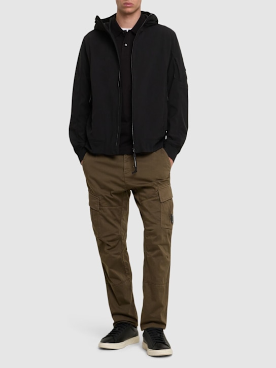 C.P. Company: Sateen stretch cargo lens pants - Green - men_1 | Luisa Via Roma
