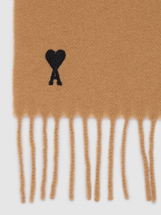 AMI Paris: Fringed wool scarf - men_1 | Luisa Via Roma